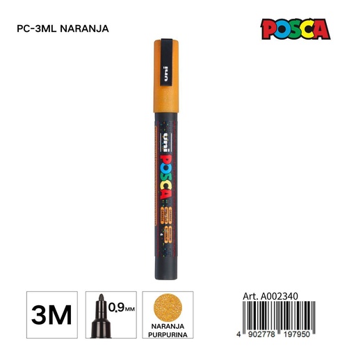 [A002340] Marcador POSCA 0,9 mm color naranja - Papelería y marcadores