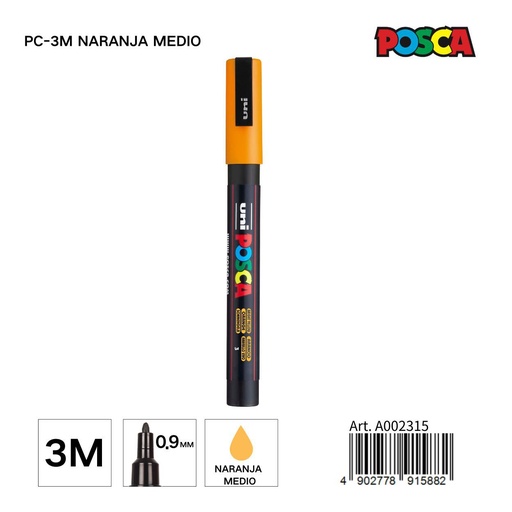 [A002315] Marcador POSCA 0,9 mm color naranja medio - Papelería y marcadores