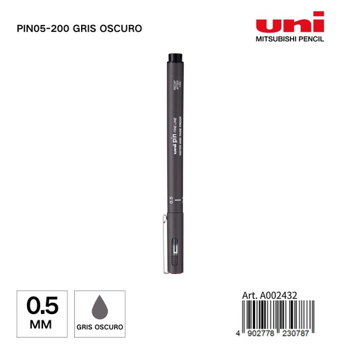 [A002432] Marcador de tinta UNI-PIN 0,5 mm gris oscuro - Papelería y materiales de escritura