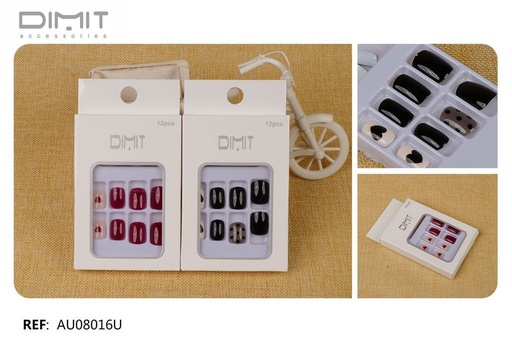 [8435693867913] Uñas postizas 12/u AU08016U - Uñas postizas para adultos