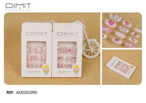 [8435693869887] Uñas postizas niños 12/u AU020109D - Uñas postizas infantiles