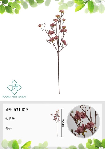 [631409-3LILA] Arreglo floral artificial de 90 cm - Magnolia rosa de tallo alto - Novedades en decoraciones