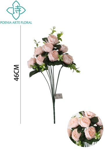 [6101102香槟] Arreglo floral artificial de 9 cabezas - Peonía pequeña nueva - Ramos de flores