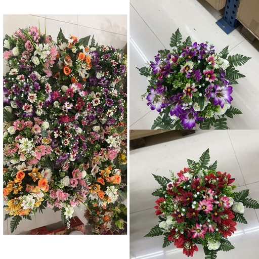 [5101061混装] Arreglo floral artificial - Gran arreglo circular en maceta - Centro de flores