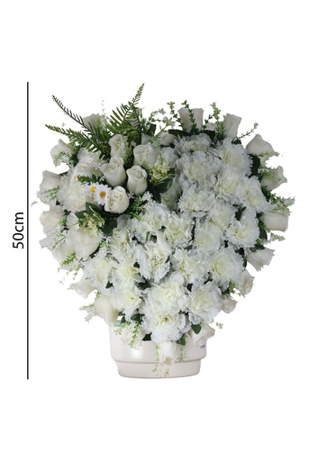 [5101050-3] Arreglo floral artificial en forma de corazón asimétrico - Decoración floral para tumbas