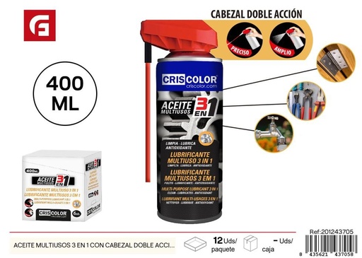 [201243705] Lubricante multiusos 3 en 1 con cabezal de doble acción 400 ml - Pintura y lubricantes