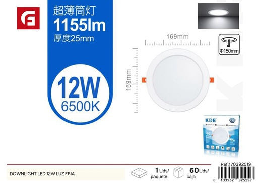 [170392519] Downlight LED 12W luz fría - Iluminación y plafones