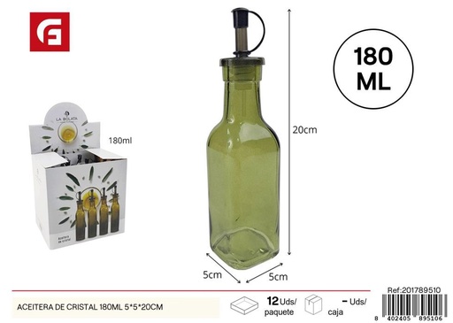 [201789510] Aceitera de cristal 180 ml 5*5*20 cm - Utensilios de cocina y almacenamiento de líquidos