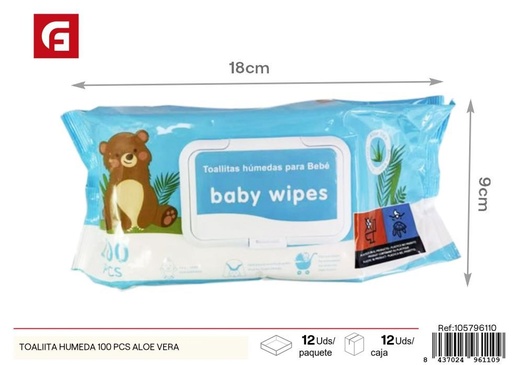 [105796110] Toallita húmeda 100 pcs aloe vera - Productos de cuidado personal y limpieza