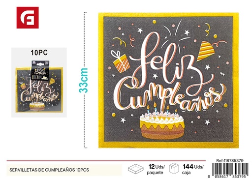 [118785379] Servilletas de cumpleaños 10 piezas - Accesorios de fiesta