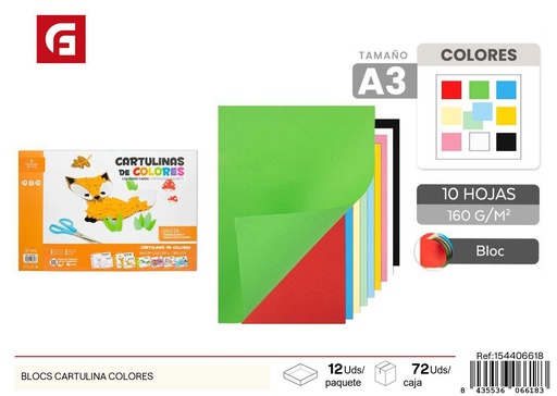 [154406618] Bloc de cartulina A3 en colores - Materiales de manualidades