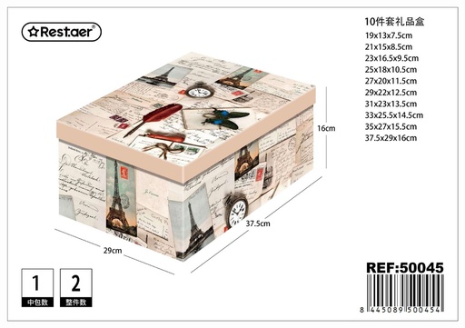 [50045] Caja de cartón de 10 piezas 37.5x29x16cm - Artículos de regalo y envase