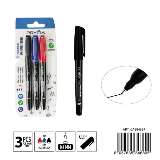 [0235641] Marcador para CD punta S 0.4 mm 3 piezas 3 colores - Instrumentos de escritura y marcadores