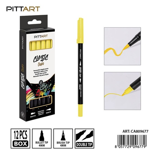 [0239825] Ratulado doble punta pincel 12 piezas 015 amarillo - Material de pintura y dibujo