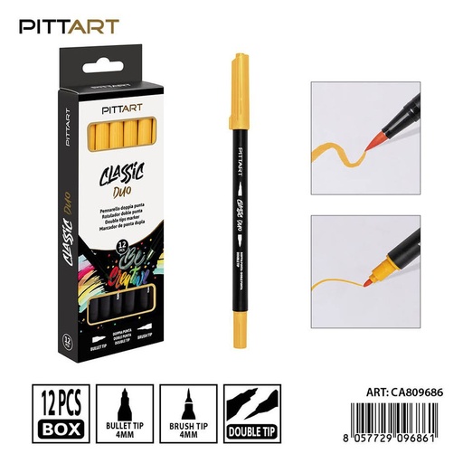 [0239834] Ratulado doble punta pincel 12 piezas 025 verde absenta - Material de pintura y dibujo