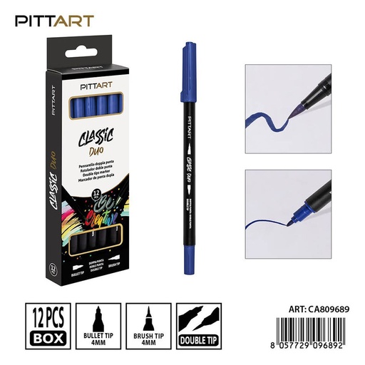 [0239837] Ratulado doble punta pincel 12 piezas 028 azul celeste - Material de pintura y dibujo