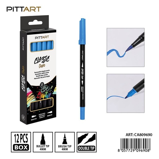 [0239838] Ratulado doble punta pincel 12 piezas 029 azul - Material de pintura y dibujo