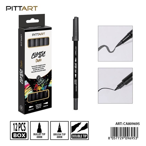 [0239843] Ratulado doble punta pincel 12 piezas 033 gris oscuro - Material de pintura y dibujo