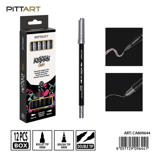[0239844] Ratulado doble punta metálico 12 piezas 060 plata oscura - Material de pintura y dibujo