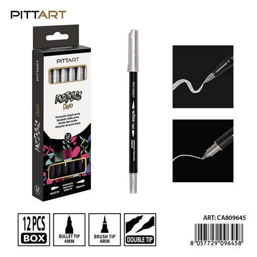 [0239845] Ratulado doble punta metálico 12 piezas 061 plata - Material de pintura y dibujo