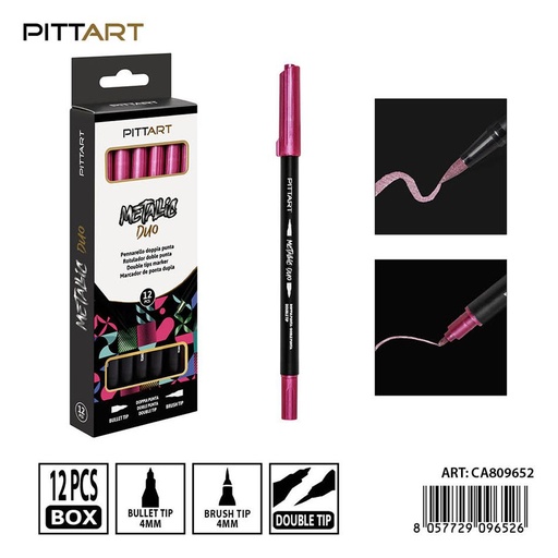 [0239852] Ratulado doble punta pincel metálico 12 piezas 068 rojo - Material de pintura y dibujo