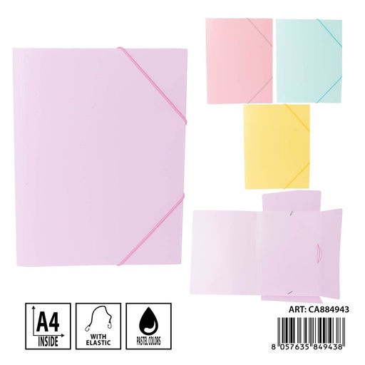 [0237766] Carpeta A4 con doble elástico macarons - Carpetería y organización de documentos