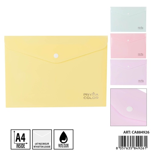 [0237743] Carpeta A4 con botón color pastel - Organizadores de documentos