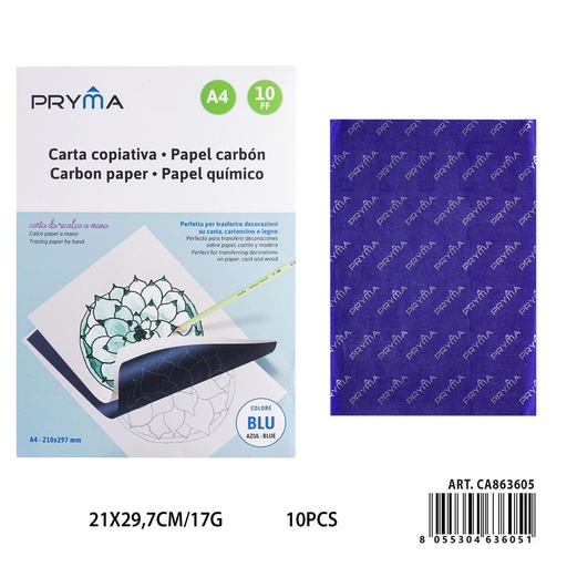 [0239002] Papel carbón azul A4 10FF para calcar - Papelería
