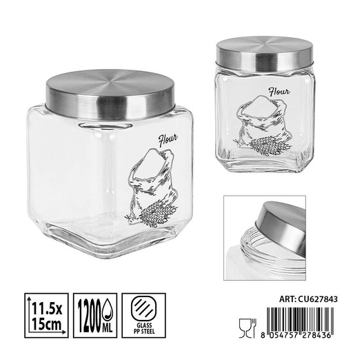 [0236250] Bote con tapa para harina 11.5X15CM 1200ML - Almacenamiento de alimentos