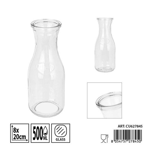 [0236252] Jarra de cristal 8X20CM 500ML - Almacenamiento de líquidos