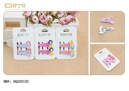 [8435560224443] Pack de 2 ranas princesas 12 unidades - Accesorios para el cabello y pinzas decorativas