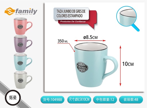 [104988] Taza jumbo de gres de colores 350 ml - Accesorios de bebida