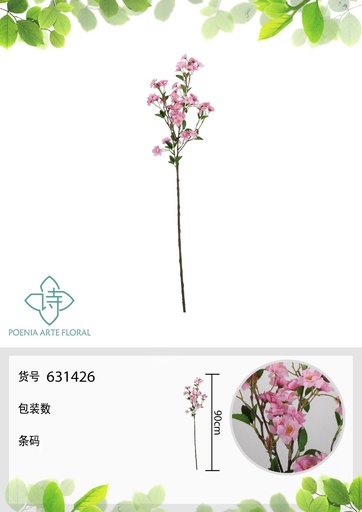 [631426-ROSA.C] Ramo de flor de ciruelo solitario 90 cm - Flores artificiales decorativas