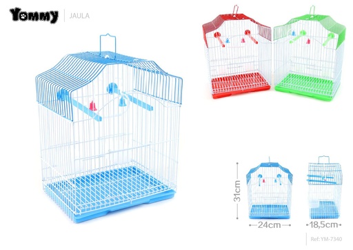 [YM7340] Jaula para pájaros multicolor 24x18.5x31 cm - Alojamiento para aves