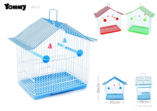 [YM7339] Jaula para pájaros multicolor 25x19x30 cm - Alojamiento para aves