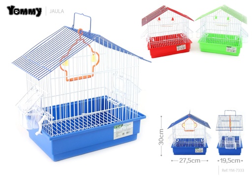 [YM7333] Jaula para pájaros multicolor 27.5x19.5x30 cm - Alojamiento para aves