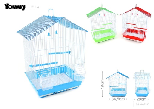 [YM7330] Jaula triangular para pájaros multicolor 34.5x28x48 cm - Alojamiento para aves