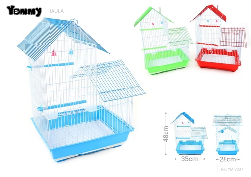 [YM7337] Jaula de doble nivel para pájaros multicolor 35x28x48 cm - Alojamiento para aves