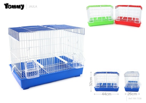 [YM7338] Jaula rectangular para pájaros multicolor 44x26x32 cm - Alojamiento para aves