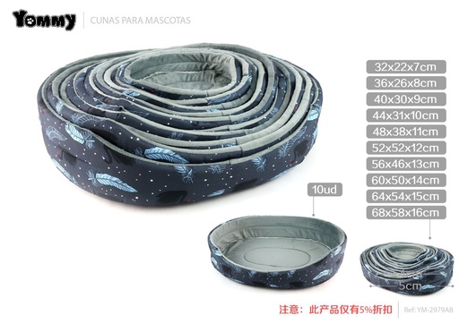 [YM2979AB] Cuna de hojas ultra suave + lona 68x58x16 cm - Cama para mascotas