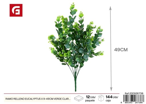 [200926738] Ramo de eucalipto verde claro 9 piezas 49 cm - Flores de relleno para arreglos
