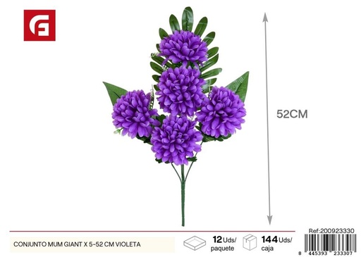 [200923330] Conjunto gigante de crisantemos violetas 5 piezas - Decoraciones florales grandes