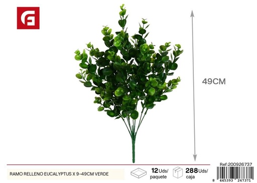 [200926737] Ramo de eucalipto verde 9 piezas 49 cm - Decoraciones naturales y elegantes