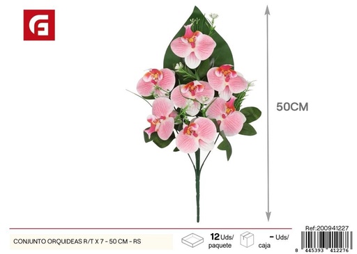 [200941227] Conjunto de orquídeas R/T x 7 - 50 cm - Rosa, flores artificiales