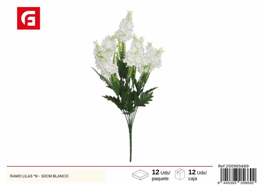 [200905669] Ramo de Lilas, 9 unidades - 50 cm, color blanco