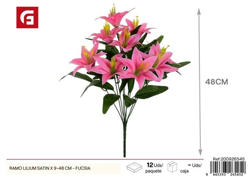[200926545] Ramo de lirios satinados fucsias 9 piezas 48 cm - Arreglos florales de calidad