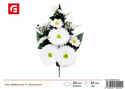 [200989244] Conjunto gerbera daisy x 9-49 cm blanco - Flores artificiales y decoración