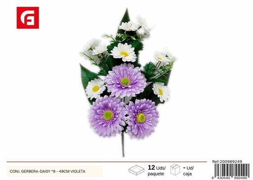 [200989249] Conjunto gerbera-daisy x9-49 cm violeta - Flores artificiales y decoración