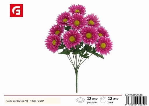 [200998970] Ramo de gerberas fucsias x10 44cm - Flores artificiales y decoración floral