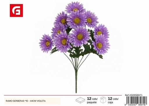 [200998971] Ramo de gerberas violetas x10 44cm - Flores artificiales y decoración floral
